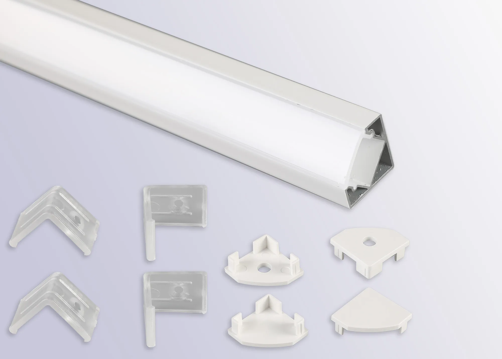 Tiras 2m, 18 x 18mm White Corner Aluminium Profile With Diffuser And Accessories M7417  Mantra Fusion Tiras LED Profile